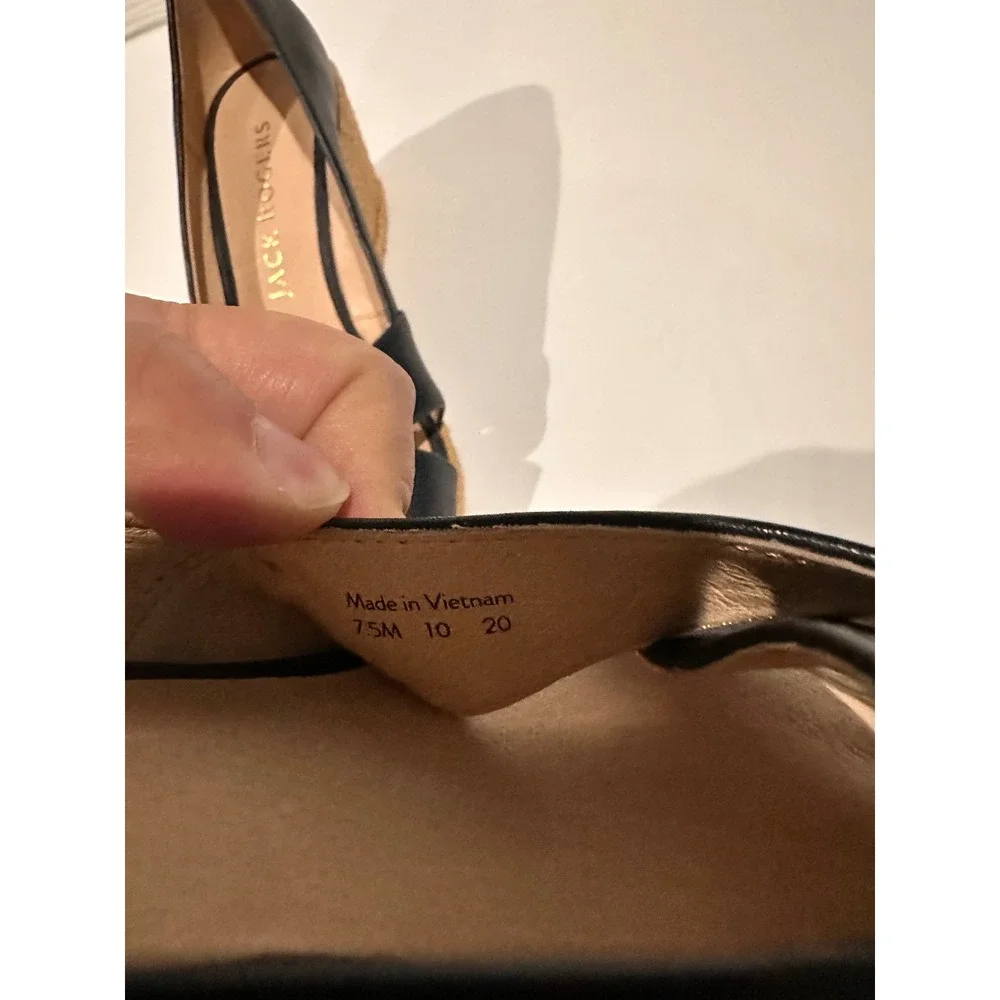 Jack Rogers Espadrille Wedge Sandals Womens 7.5M Navy Blue Leather Crisscross